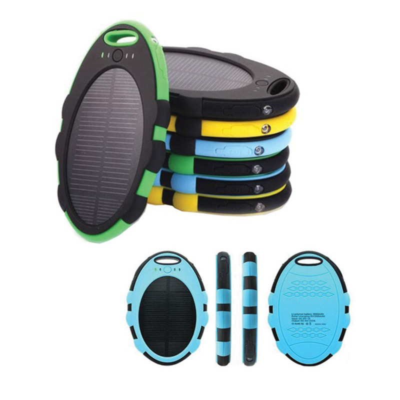 Emergency 5000mAh Solar Power Bank w/LED Flashlight