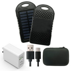 Customized 5000mAh Solar Charger Power Bank Kit Charger Deluxe Travel Kit.