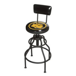 Gas spring bar stool with chrome/powder coating base and back