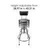 Gas spring bar stool with chrome/powder coating base and back