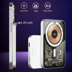 5000mAh Transparent Punk Style Power Bank with 15W MagSafe Wireless Charger