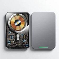 5000mAh Transparent Punk Style Power Bank with 15W MagSafe Wireless Charger