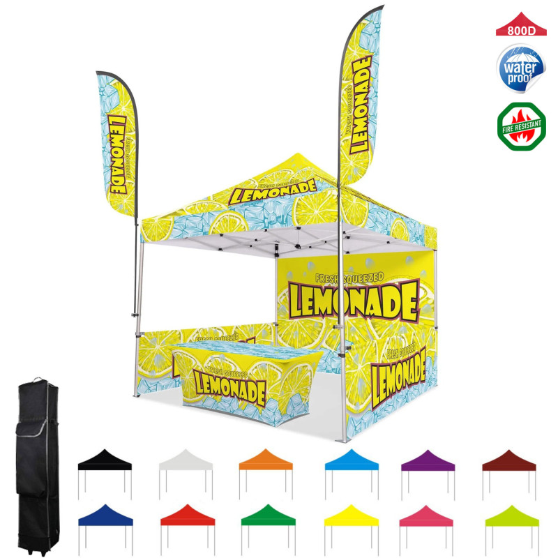 10'x10' Custom Tent set W/ table cover and Feather Flag