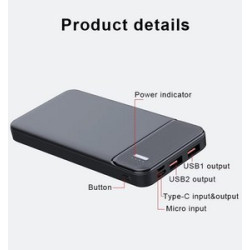 22.5W 10000mAh LED Light-up Logo Dual USB Output Power Bank