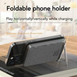 15W MagSafe wireless charger with 6700mAh power bank and mobile phone holder