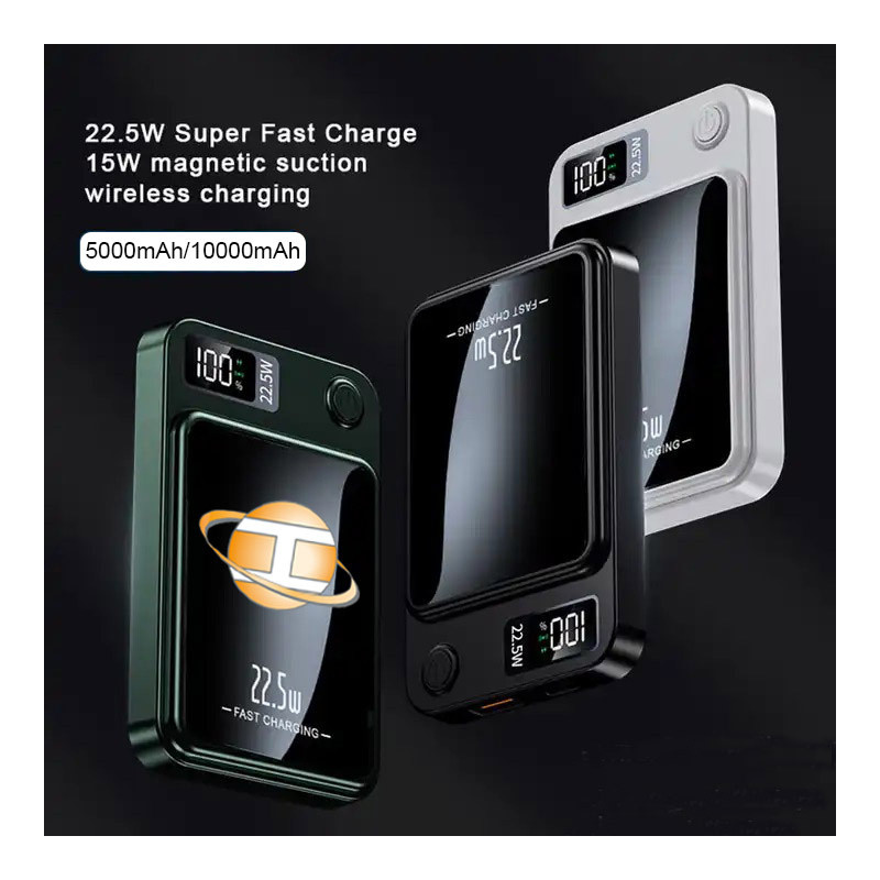 Portable 15W MagSafe Wireless Charger with 5000mAh Power Bank
