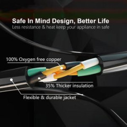 Extension Cord 50' Waterproof, 16/3 Gauge Flexible Cold-Resistant Appliance Extension Cord Outside