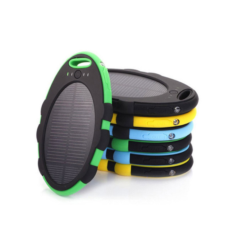 5000mAh Portable Plastic Solar Power Bank w/LED Flashlight