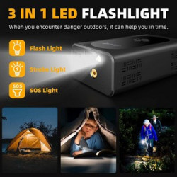 10000mAh Portable Emergency Battery Booter w/ 150PSI Emergency Inflater Air Compressor