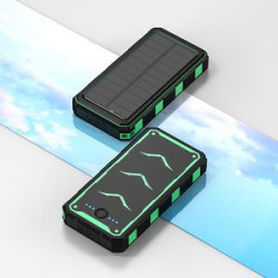 Solar Charger 20000mAh Battery w/15W Wireless QI Charger & Flashlight PD22.5W