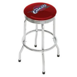 Single Ring Bar Stool with Chrome Frame and 360 Degree Rotating Seat