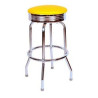 Single Ring Bar Stool with Chrome Frame and 360 Degree Rotating Seat