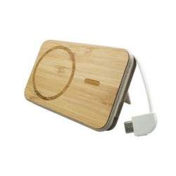 Wheat Straw Cork Wireless Power Bank with a Foldable Stand and 5000mAh Battery Capacity!