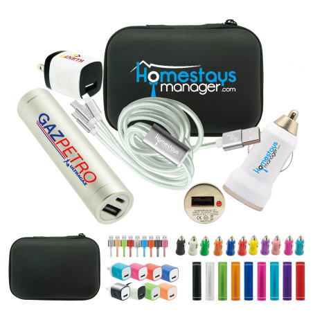 TechBank Mobile Power Bank Accessory Kit in Zipper Pouch