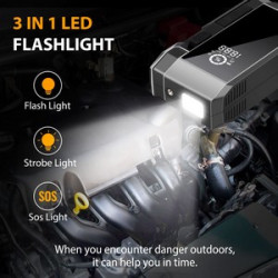 2-in-1 Portable Emergency battery booter w/ 160PSI Emergency tire inflater.