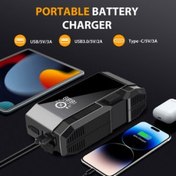 2-in-1 Portable Emergency battery booter w/ 160PSI Emergency tire inflater.