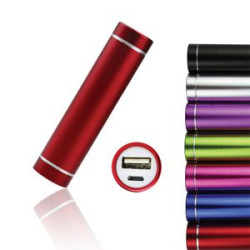 Portable 2200mAh Cylinder USB Power Bank w/Micro USB slots