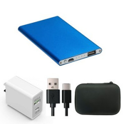 Aluminum Ultra-Portable 5000mAh Power Bank Charging Kit - UL Certified
