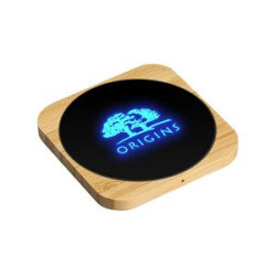 Light-up Bamboo Wireless Charger Square 15W