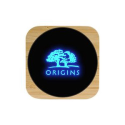 Light-up Bamboo Wireless Charger Square 15W