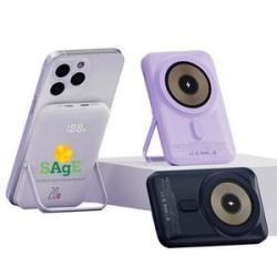 Portable 15W MagSafe Wireless Charger with 10000mAh Power Bank and Phone Stand