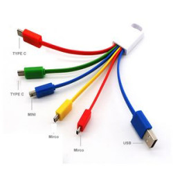 5-in-1 Multifunctional Noodle USB Charging/Data Transfer Cable w/Clip Buckle