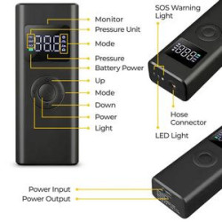 5000mAh Portable Car Tire Inflator Pump Mobile Power Bank Air Pump