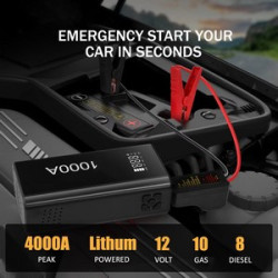 4000 Peak Portable Emergency battery booter w/ 150PSI Emergency inflater air compressor