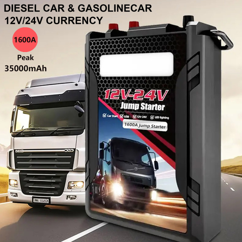 35,000mAh Portable Emergency battery booter for 12V/24V heavy-duty vehicles and boats