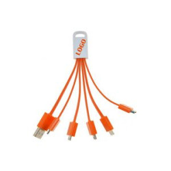 5-in-1 Multifunctional Noodle USB Charge Buddy/Data Transfer Phone Cable w/Keychain