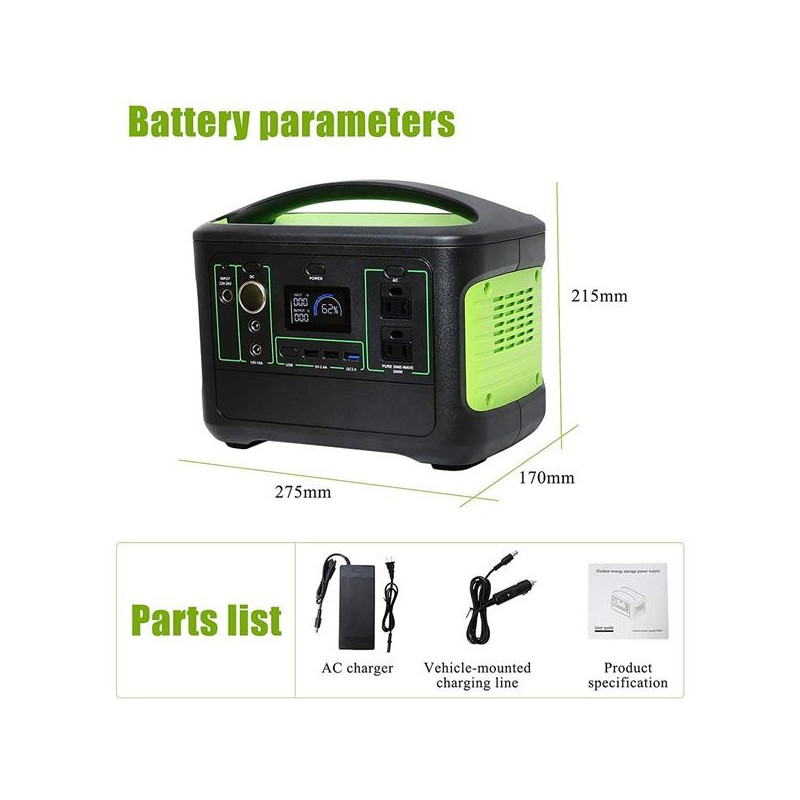 600W/153600mAh/110V Portable Camping Power Station
