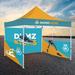 10' Square Tent W/ Two Half Walls and One Full