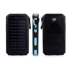 Portable 10000mAh Solar Power Bank w/Dual LED Flashlight