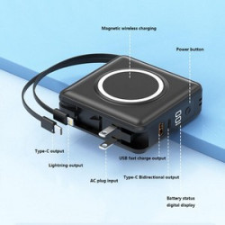 15000mah Magnetic Wireless Charging PD22.5W Fast Charger with AC Adapter Power Bank