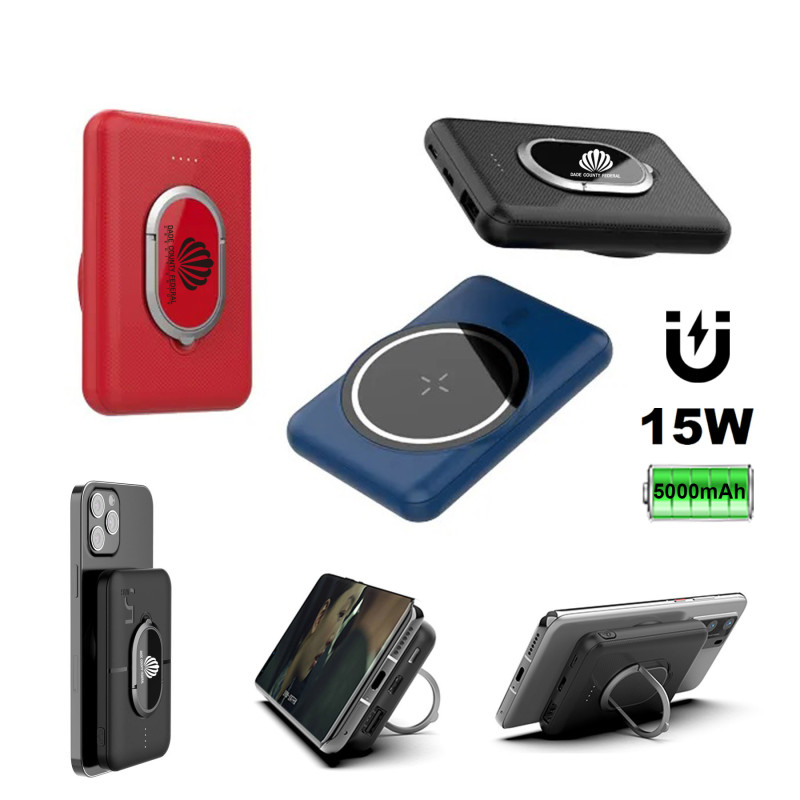 5000mAh Magnet Power Bank and Wireless Charger w/ Holder