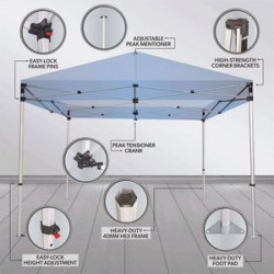 10' x 10' Printed Pop Up Canopy tent with full back walls and 6'ft stretch table cover