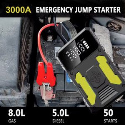 3000A Emergency Battery Booster Jump Starter with Emergency Tire Inflater Compressor