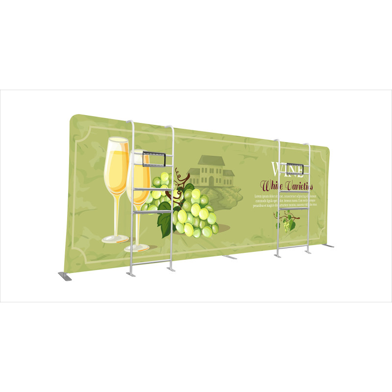 20' w x 7.4' h Straight Display w/Double Shelves & TV Brackets - 1 Side Imprint