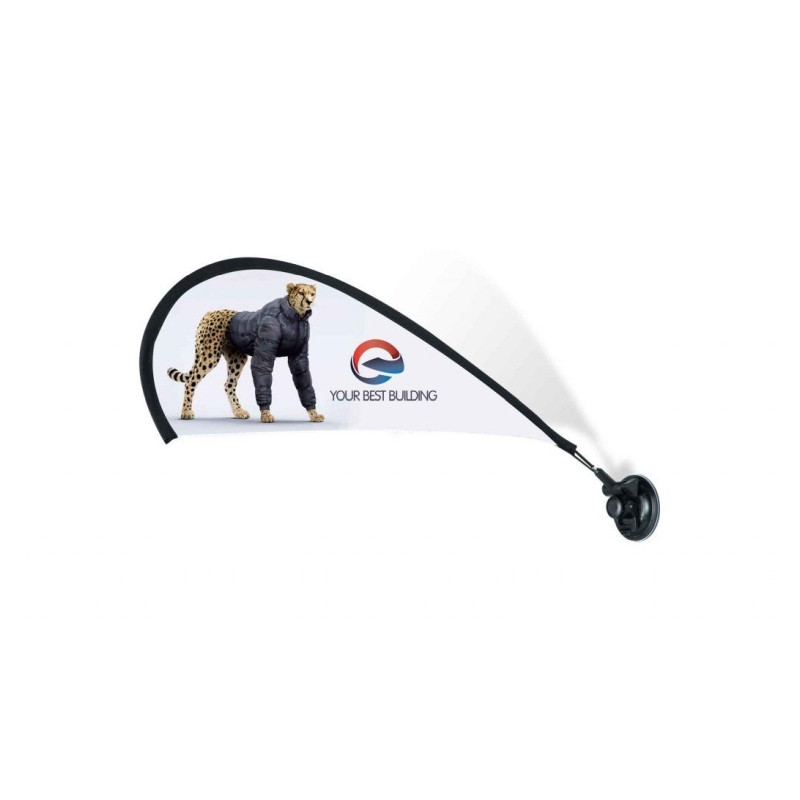 12''x24'' Teardrop Mini Flag w/Suction Cup Base - 1 Side Imprint