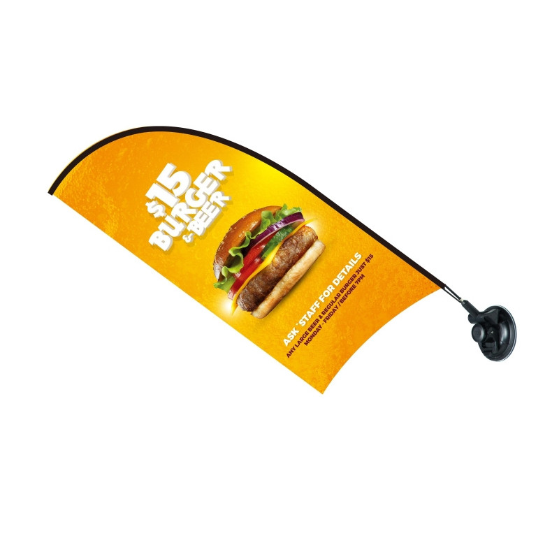 12''x27'' Blade Mini Flag w/Suction Cup Base - 1 Side Imprint