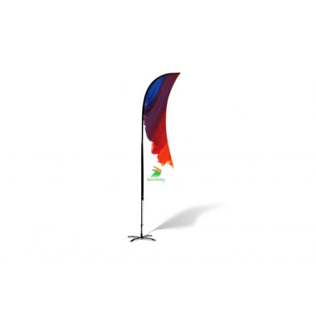 12' Single-Sided Angled Feather Flag Banner w Full color Digital Print and Ground Stake Stand