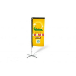 13' Double-Sided Flat Feather Flag Banner w Full color Digital Print and Ground Stake Stand