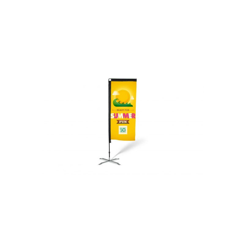 13' Double-Sided Flat Feather Flag Banner w Full color Digital Print and Ground Stake Stand