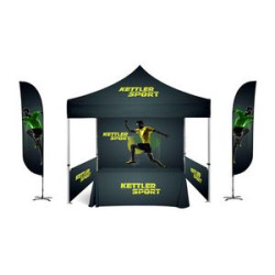 10x10' Premium Canopy Kit w Standard White Frame, Dye-Sub Canopy, Full Wall,2 Half Walls, 12ft, 6'