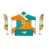 10x10' Premium Canopy Kit w White Steel Frame, Dye Sub Canopy, Full Wall ,2 Half Walls, 12ft, & 6'