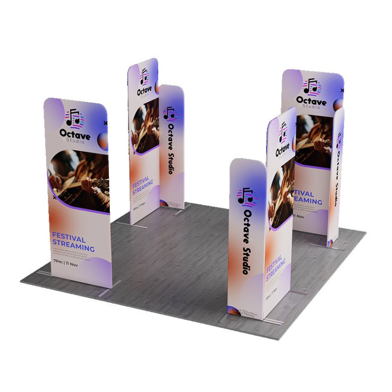 MagLock 4-Corner Fabric Booth Display Kit F - 10'w x 10'h