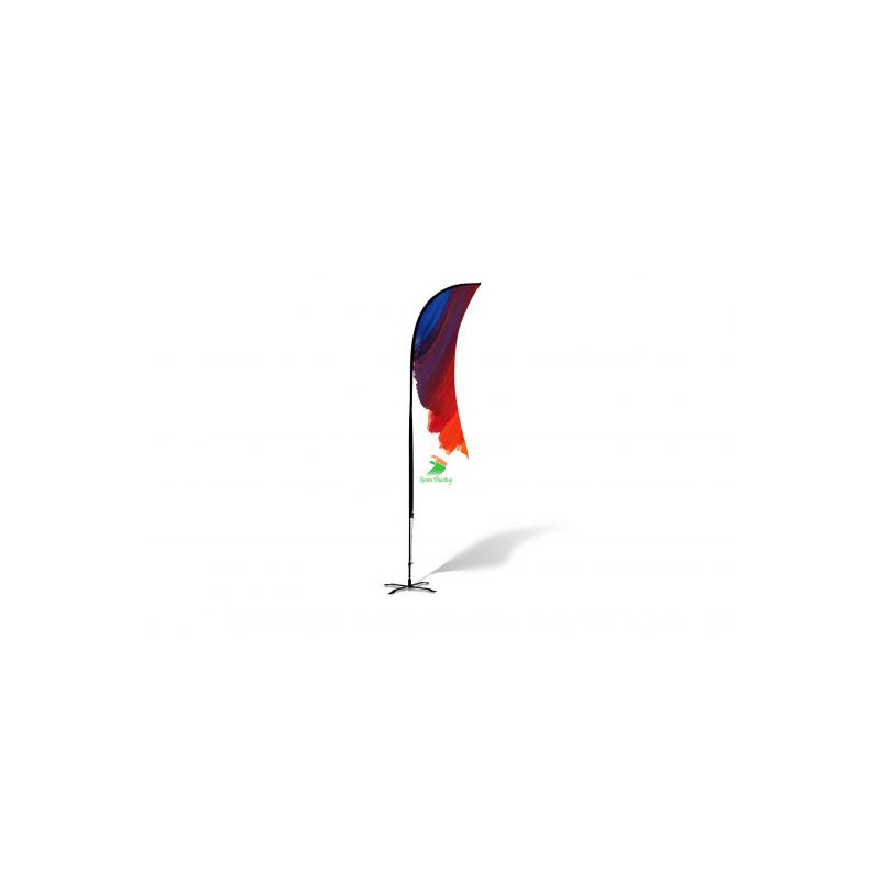 17' Single-Sided Angled Feather Flag Banner w Full color Digital Print and Ground Stake Stand