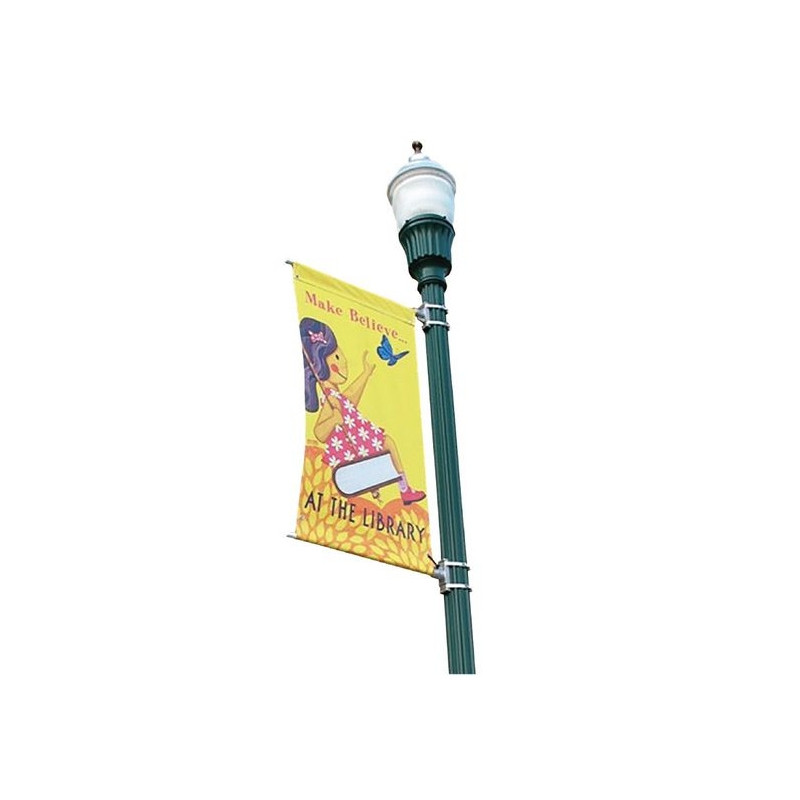 30"x72" Double-Sided Street Pole Banner - Complete Unit w Printed Fabric and Support Hardware
