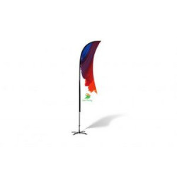 15' Single-Sided Angled Feather Flag Banner w Full color Digital Print and Ground Stake Stand