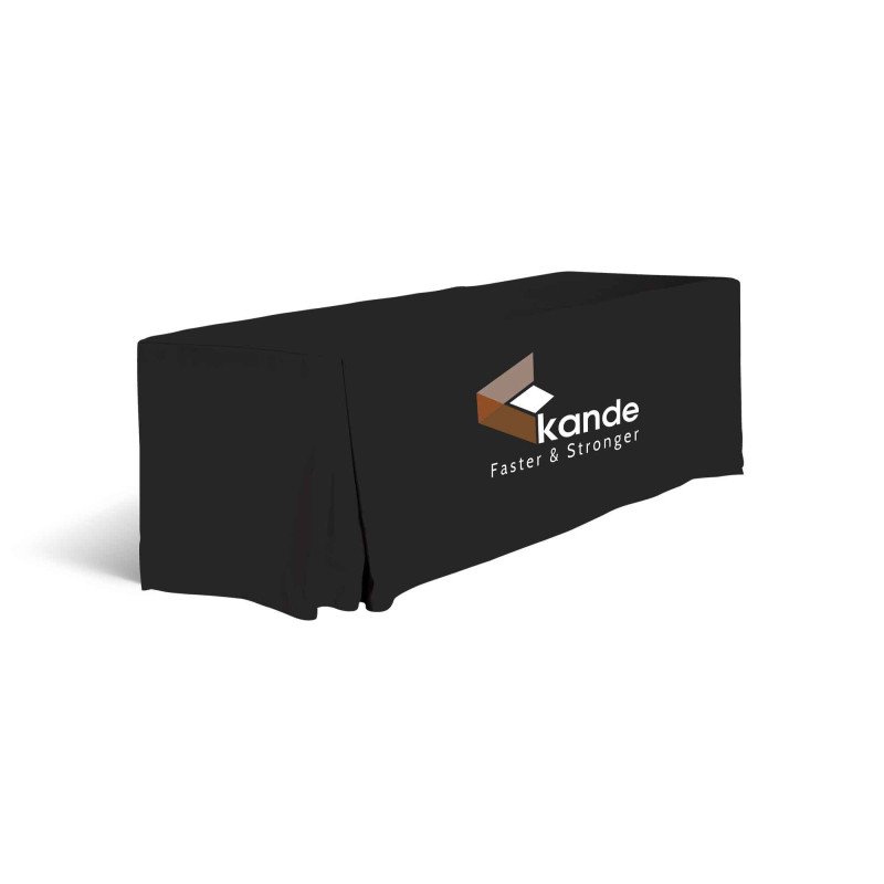 8' Pleated Stain-Resistant Table Cover - 7oz Polyester w Dye Sublimation Print